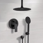Remer SFH85 Matte Black Shower System With Rain Ceiling Shower Head and Hand Shower